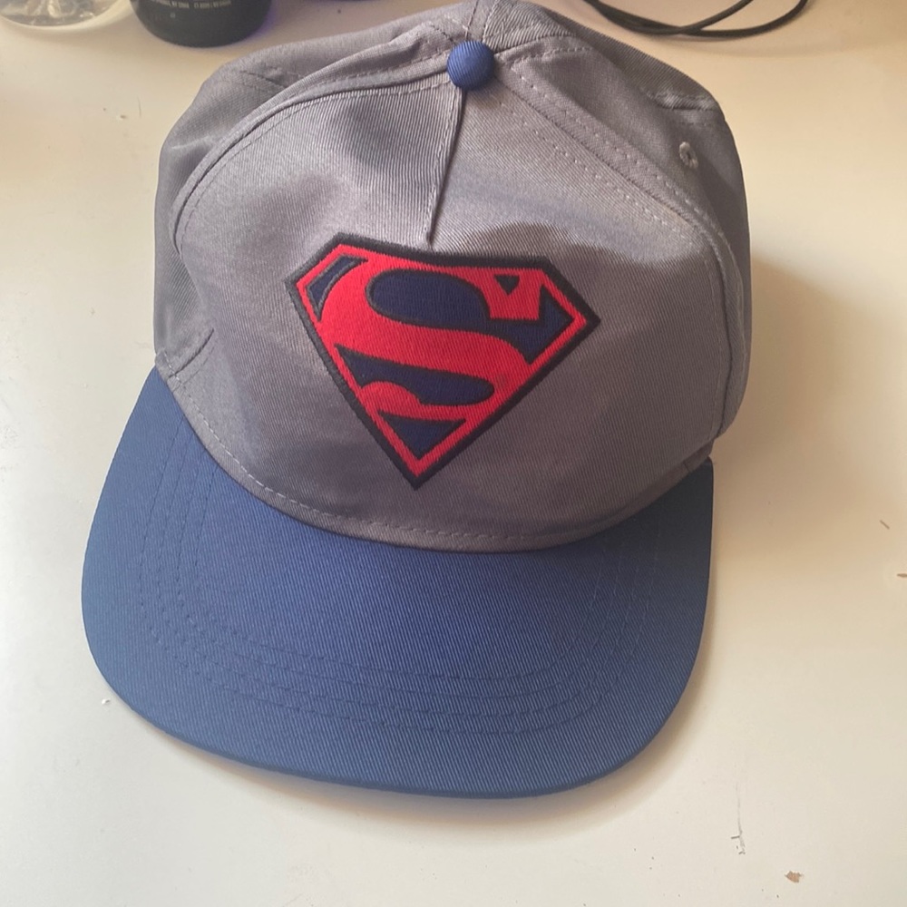 Kids Gray/Navy Blue Red Superman Sumbol Hat,